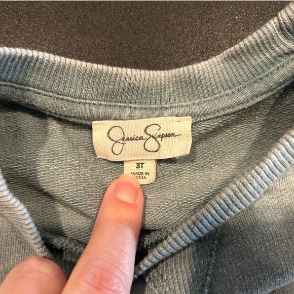 Jessica Simpson Toddler 3T Two-Piece Acid Wash Sweat Set – Light Blue/Gray - Picture 3 of 9